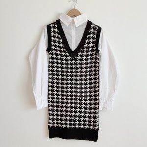 Heart&Heels NWOT Women's Long Sleeve Shirt with Sweater Dress, Black/White, Sz S